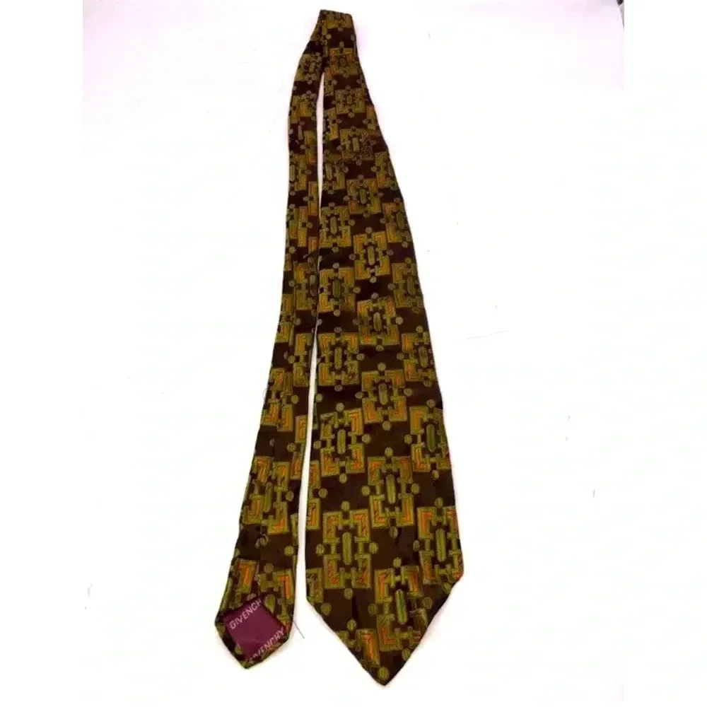 Givenchy Mens Multicolor Abstract Silk Adjustable Pointed Necktie